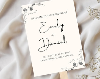Wedding Program Fan | Wedding Program Template | Program Fan Template | Wedding Fan | Editable Wedding Fan | DIY Wedding Fan | Minimal Fan