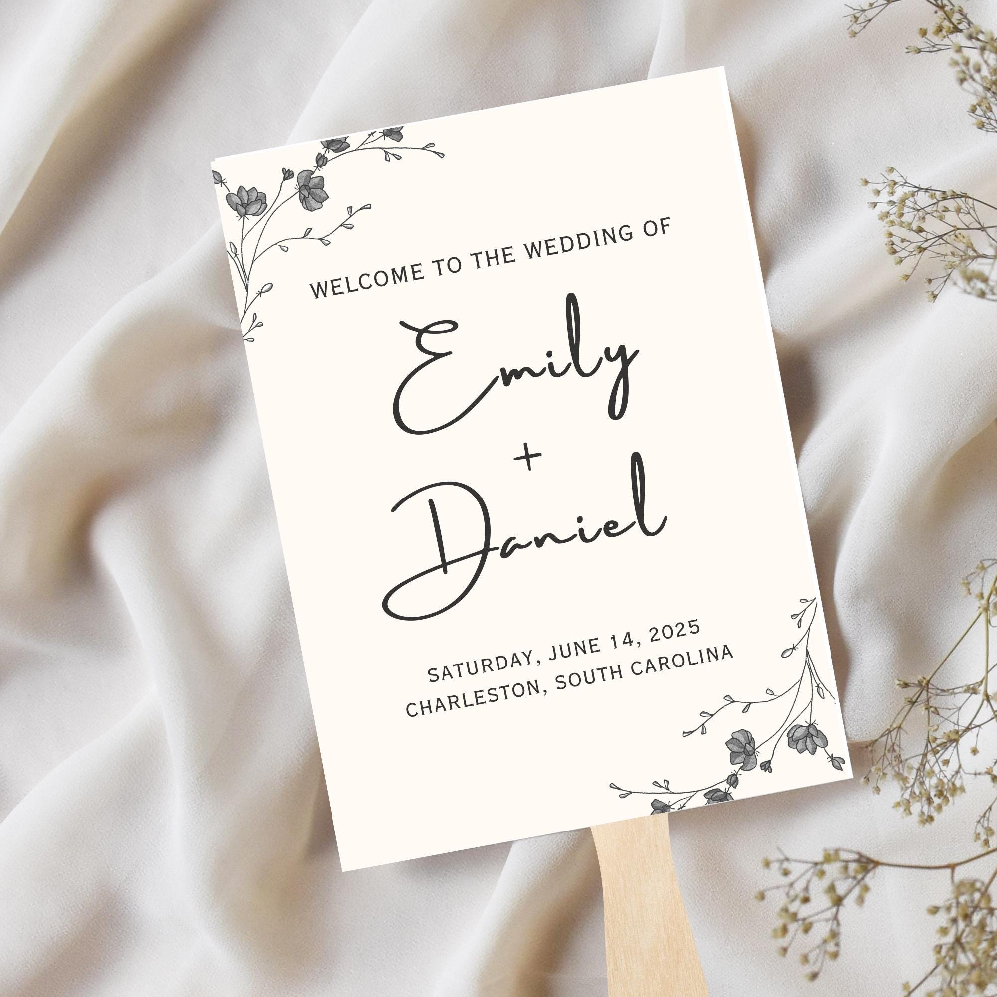 Wedding Program Fan | Wedding Program Template | Program Fan Template ...