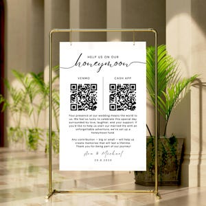 Honeymoon Fund QR Code Sign | Minimalist Wedding Cash Gift Sign | Wedding Honeymoon Fund Sign | Custom Honeymoon Sign | Wedding Cash Gift