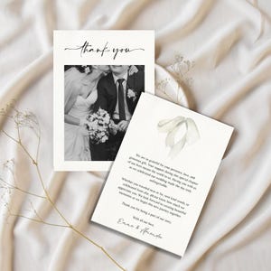 Tarjeta de agradecimiento de boda / Papelería de boda / Tarjeta de agradecimiento de boda minimalista / Plantilla de tarjeta con foto / Tarjeta de agradecimiento de boda moderna