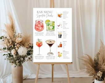 Wedding Bar Menu | Bar Sign Template | Cocktail Sign | Wedding Drink Menu Template | Signature Drink Sign | Wedding Drink Sign | Bride Drink