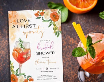 Love at First Spritz Bridal Shower Invitation | Love At First Spritz | Aperol Spritz Bridal Shower Invite | Spritz Bridal Shower Game
