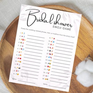 Bridal Shower Emoji Game | Wedding Movies Emoji Pictionary Game | Bridal Shower Printable | Bridal Emoji Game | Wedding Movies Emoji Game