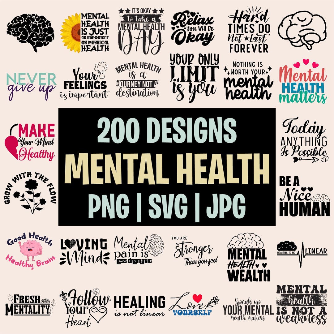Mental Health Svg Bundle, Positive Svg Design Bundle, Funny Mental ...