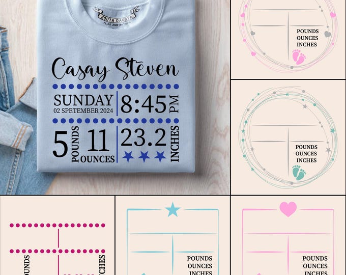 Birth Announcement Svg, Birth Stats Svg, Baby Keepsake Template Svg Dxf ...