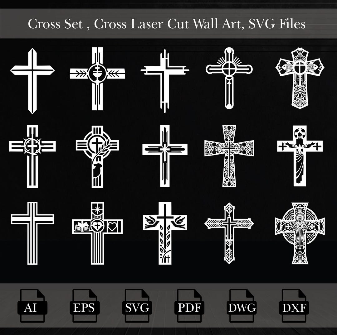 Jesus Christ Laser Cut Files,modern Cross Wall Art,cross Cnc Files Set ...
