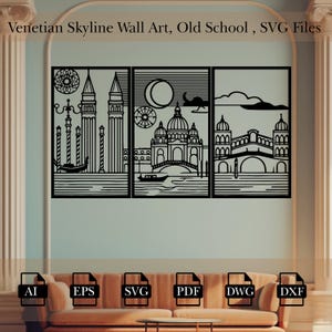 Skyline Venetian  Wall Art,Venetian Laser Cut, Room Wall Art, Venice Wall Art,Venice Skyline İtaly Skyline,Modern Wall Art, Abstract