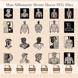 Man Silhouette Home Decor ,Metal And Wood Wall Art, Modern Wall Art,Decor Wood Layer Files, Svg, Eps, AI, Dxf, Dwg
