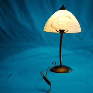 Marbled Glass Mushroom Table Lamp | Metal Base