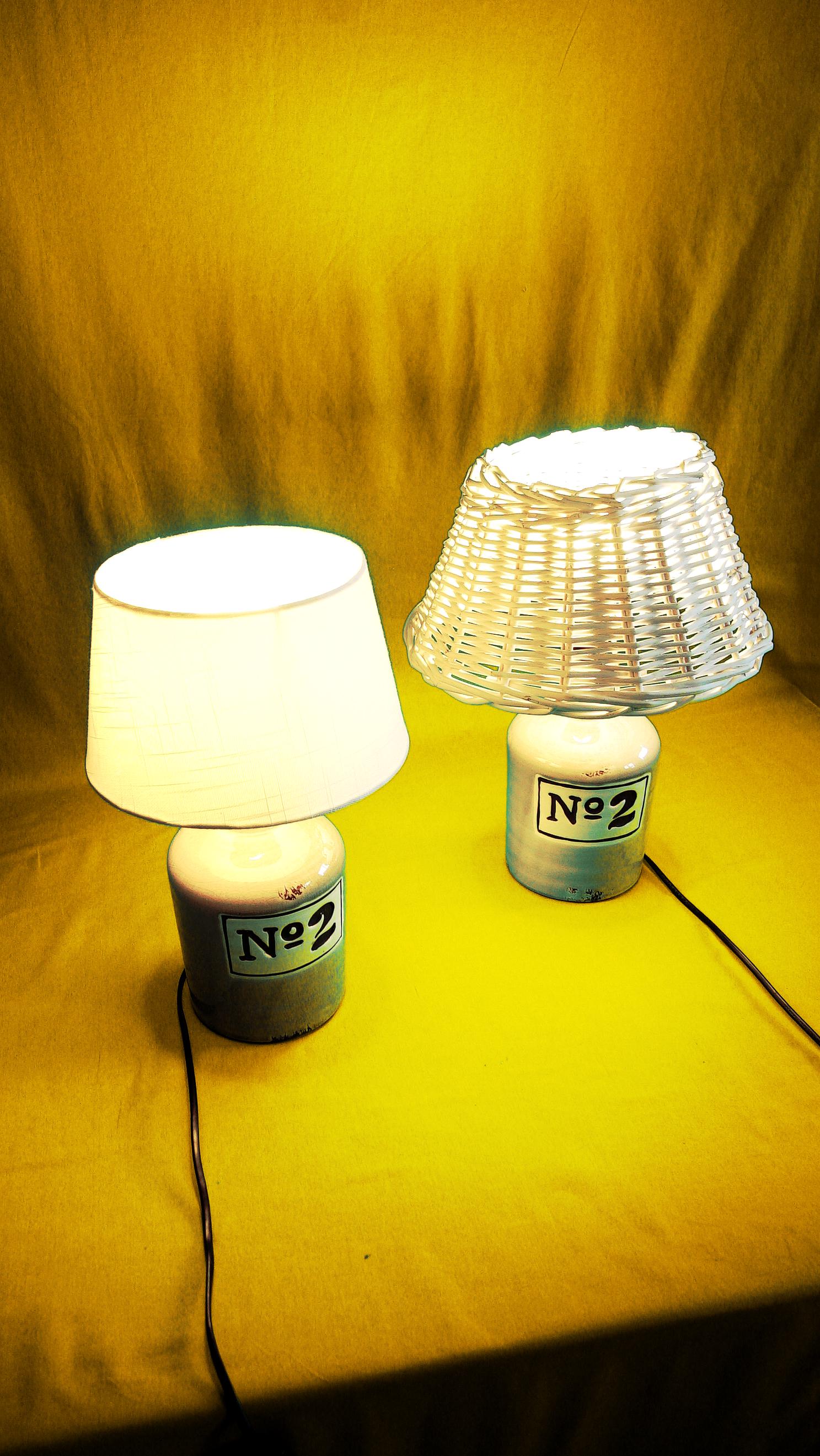 Matching Set | 2 Vintage “No.2” Bottle Lamps | Industrial | Unique Shades