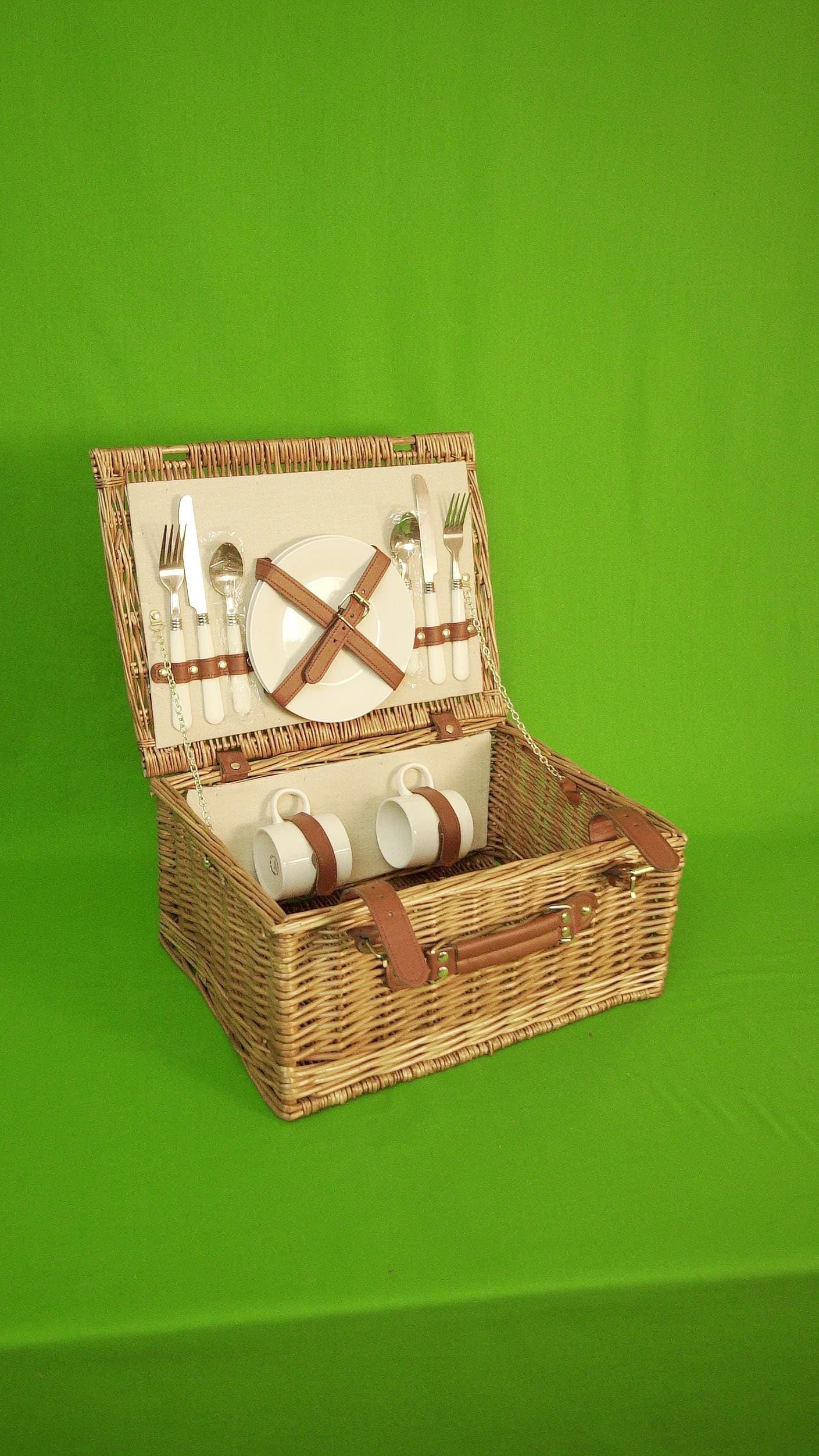 HappyPicnic Panier de Pique-Nique en Osier pour 4 Personnes