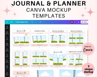 Canva Journal Planer Mockup, KDP Magazin Template (US Letter)
