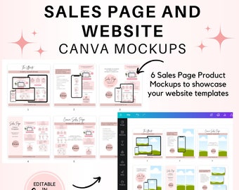 Canva Mockup Templates Bundle: Website, Sales & Landing Pages | Customizable in Free version of Canva