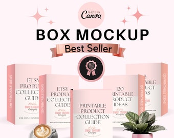Plantillas de maquetas de cajas de Canva, maquetas de Canva, maquetas de cajas, cajas de software, cajas de productos, maquetas de tiendas de Etsy, maquetas de cajas de paquete, maquetas de cajas en 3D