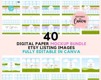 Digital Paper Mockup Templates Bundle, Digital Pattern Mockup, Etsy Listing Template for Seamless Paper Patterns Mockup, Mockup Template