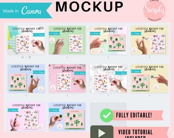 Canva Sticker Mockup, Mockup Bundle Canva Templates, Hand Holding Sticker Mockup, Canva Designs, Etsy Mockup