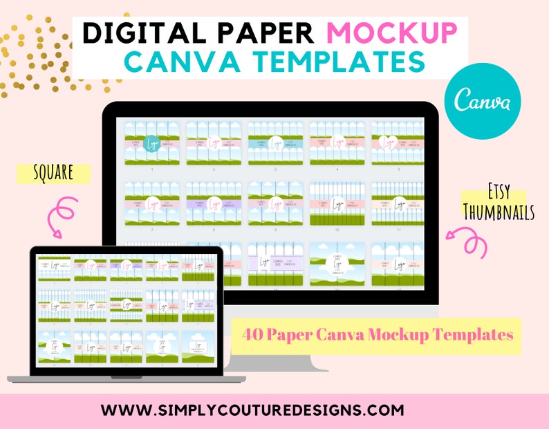 Digital Paper Mockup Bundle Canva Templates, Etsy Template, Background Mockup, Template Bundle, Canva Designs, Etsy Mockup image 1