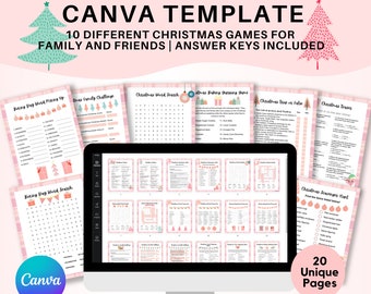 PLR Planner, KDP template, Canva Template Christmas Games Printable With Commercial Use Rights For Small Business