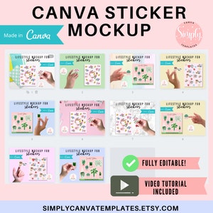Digital *Sticker Mockup Bundle Canva Templates, Sticker Mockup, Hand Holding Sticker Mockup, Canva Designs, Etsy Mockup