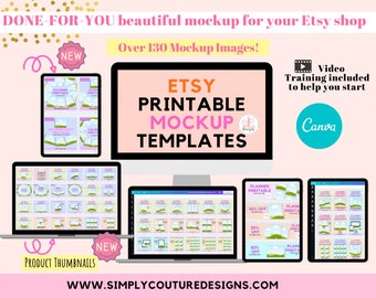 Mockup Bundle of Planner Mockup with Etsy Banner and Etsy Shop Banner Template For Canva, Digital Download Canva Template