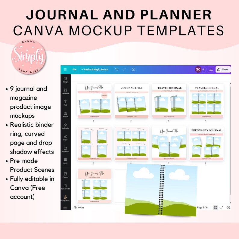 Canva Journal Planner Mockup, KDP Magazine Template (US Letter) - Etsy