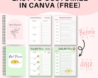 Meal Planner PLR, Meal Planner Canva, KDP Interior Meal Planner Canva Editable, PLR Meal Planner Printable, Cooking Planner Canva