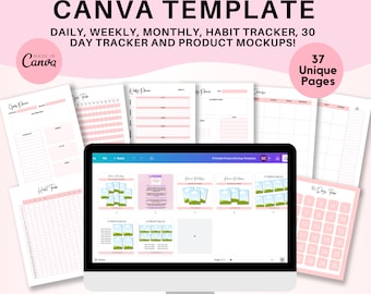 PLR Planner, KDP template, Canva Template Planner Printable With Commercial Use Rights For Small Business