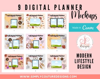 Planner Mockup Bundle Canva Templates, Digital Planner Mockup, Digital IPad Tablet Mockup, Canva Designs, Etsy Mockup