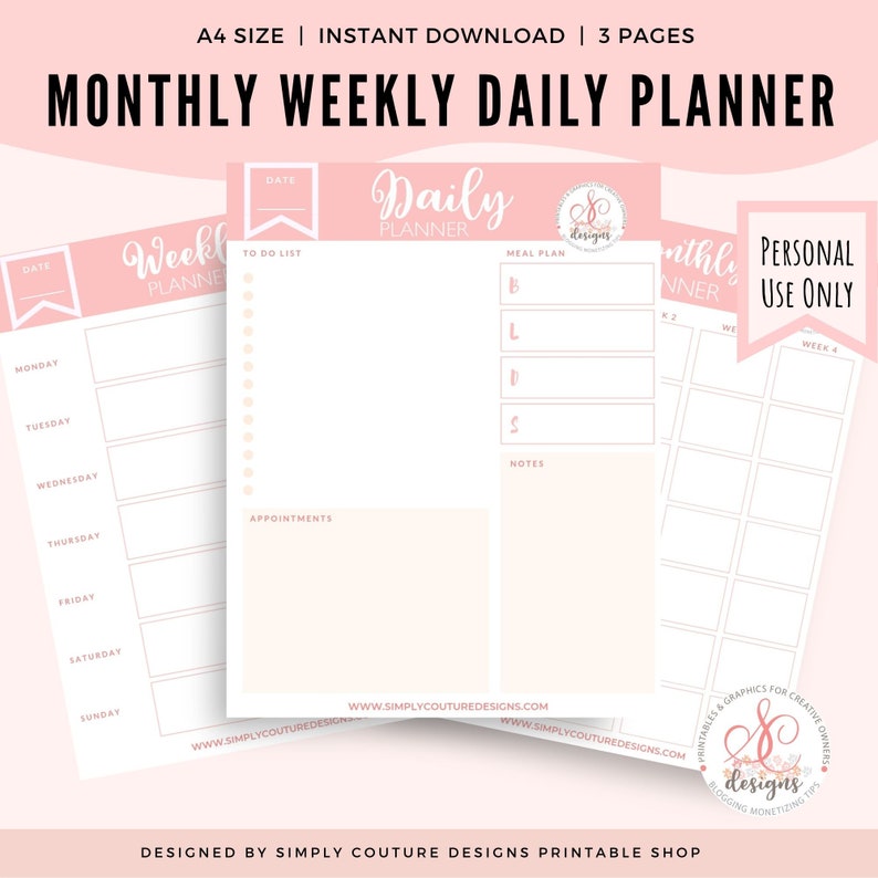 2022 Daily Planner A4 Printable Insert Digital Download To Etsy 
