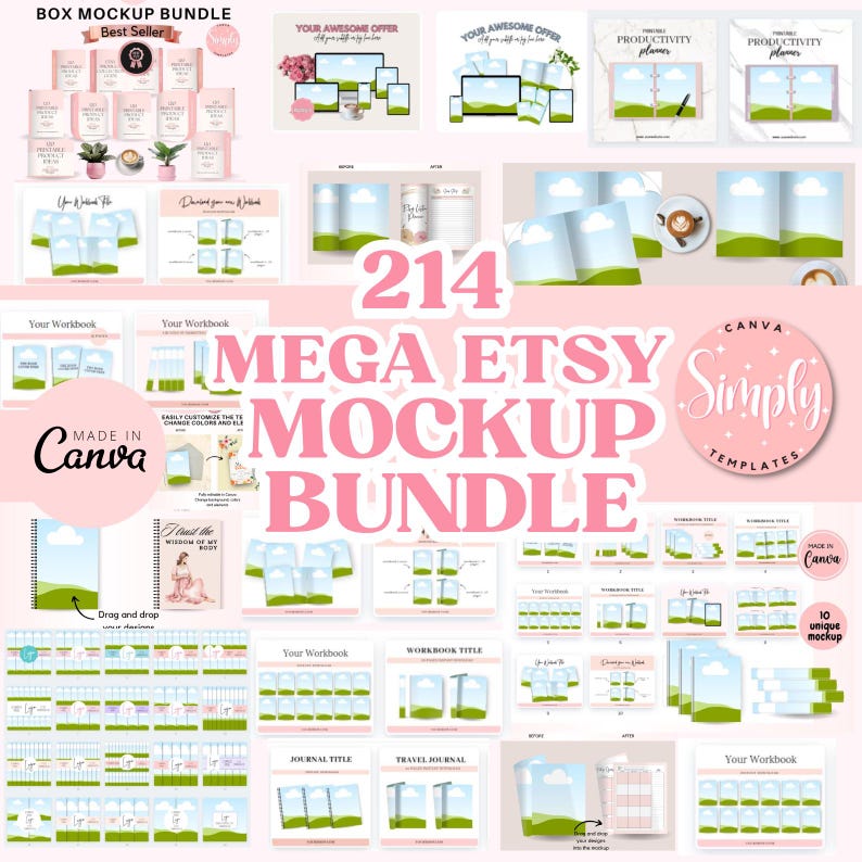 Mega Etsy Mockup Bundle | Canva Mockup Templates for Digital Products ...