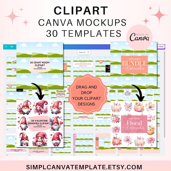 Canva Clipart Mockup Templates for Etsy Sellers - Create Stunning Clipart Mockup with Drag and Drop Canva Templates