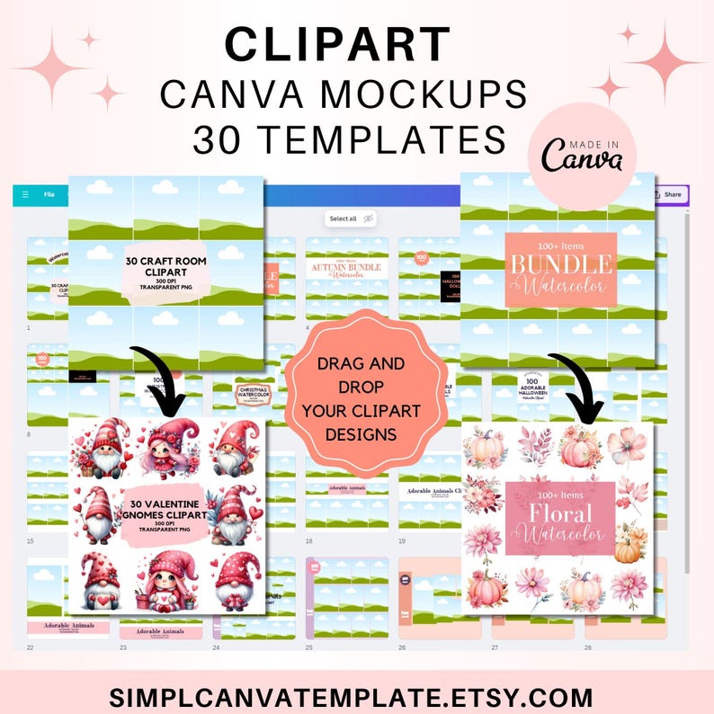Canva Clipart Mockup Mallar för Etsy-säljare – Skapa fantastiska Clipart Mockup med dra-och-släpp Canva-mallar bild 1