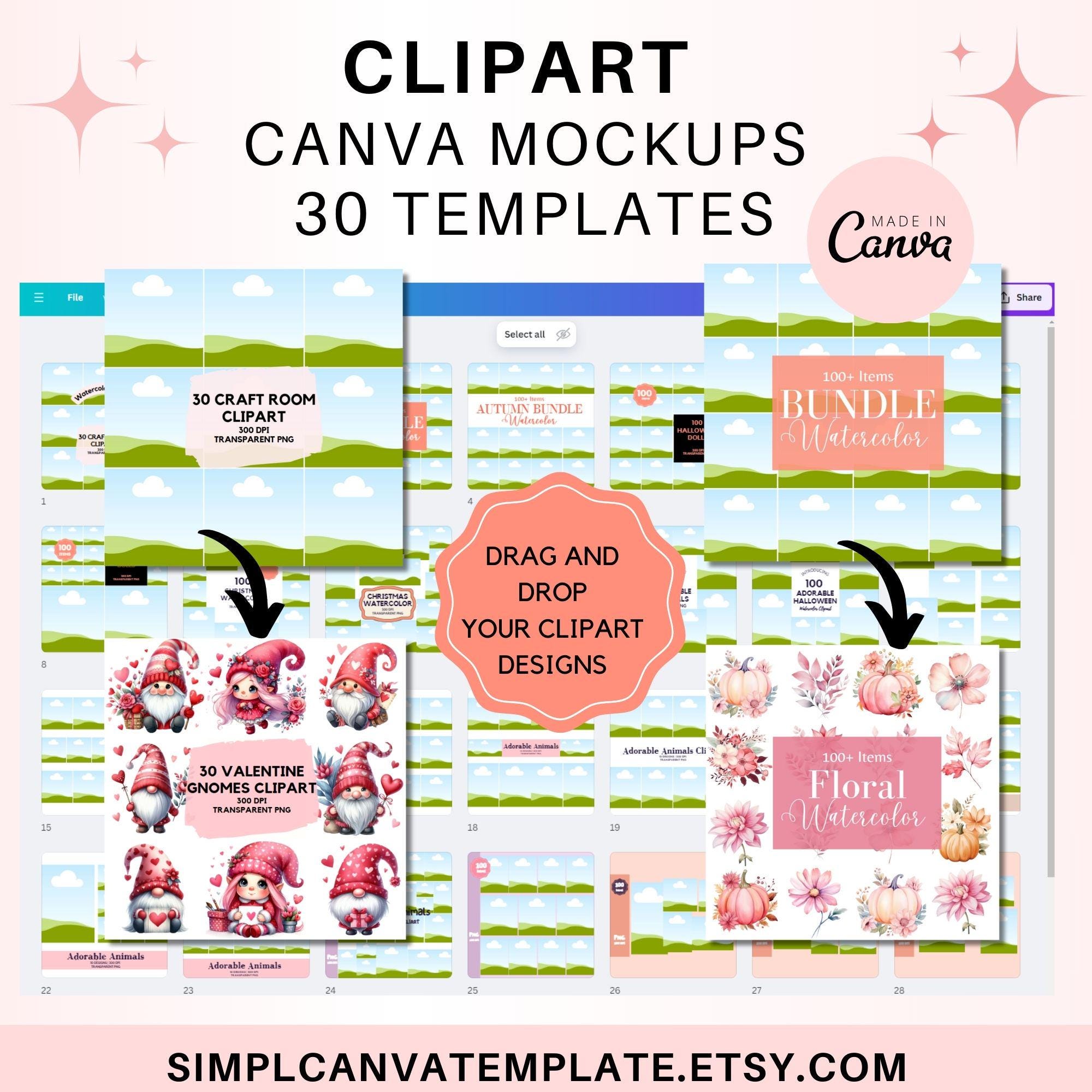 Canva Clipart Mockup Templates for Etsy Sellers - Create Stunning ...