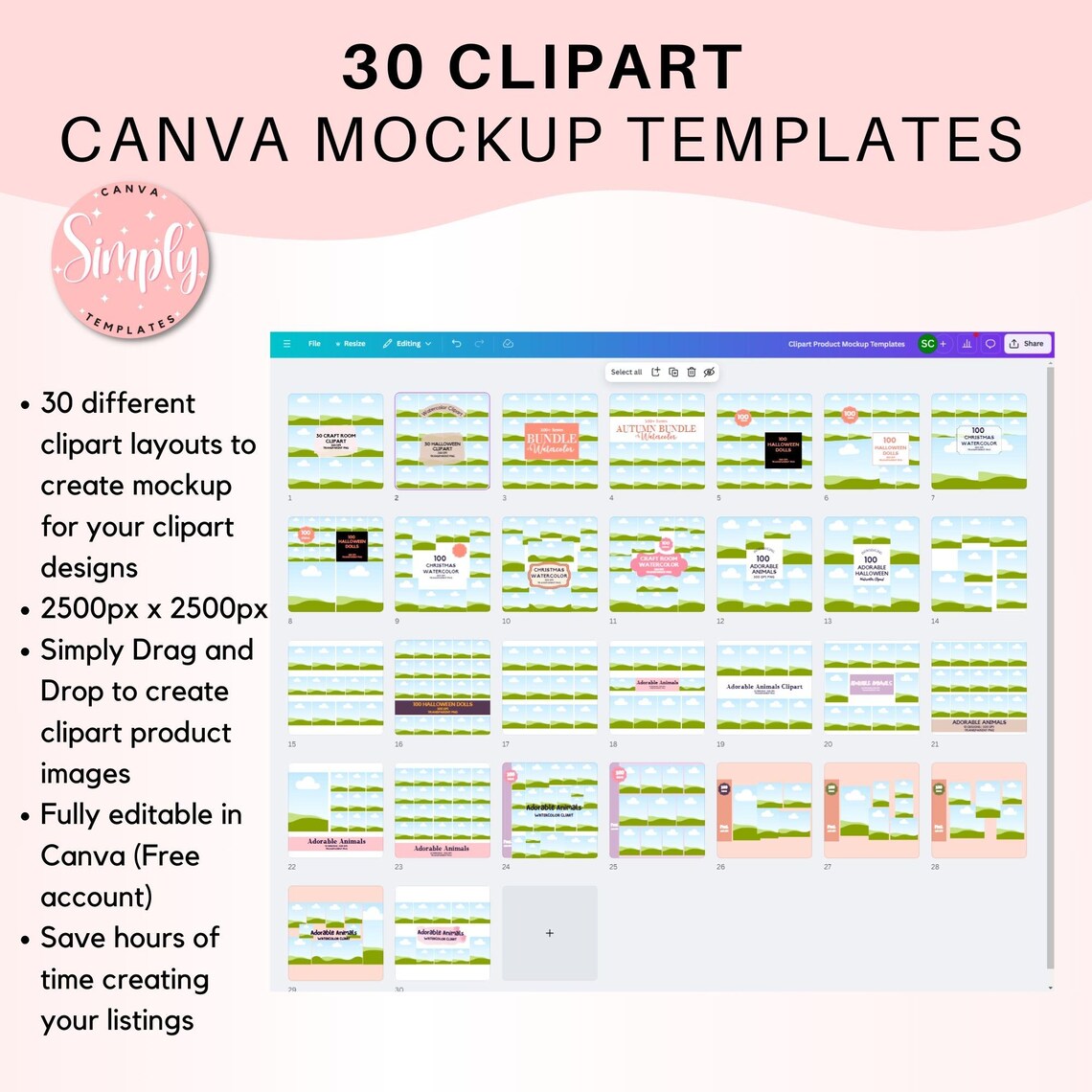 Canva Clipart Mockup Templates for Etsy Sellers - Create Stunning ...