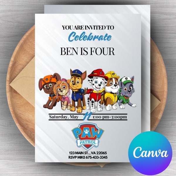 Birthday Invites Paw Patrol - Etsy