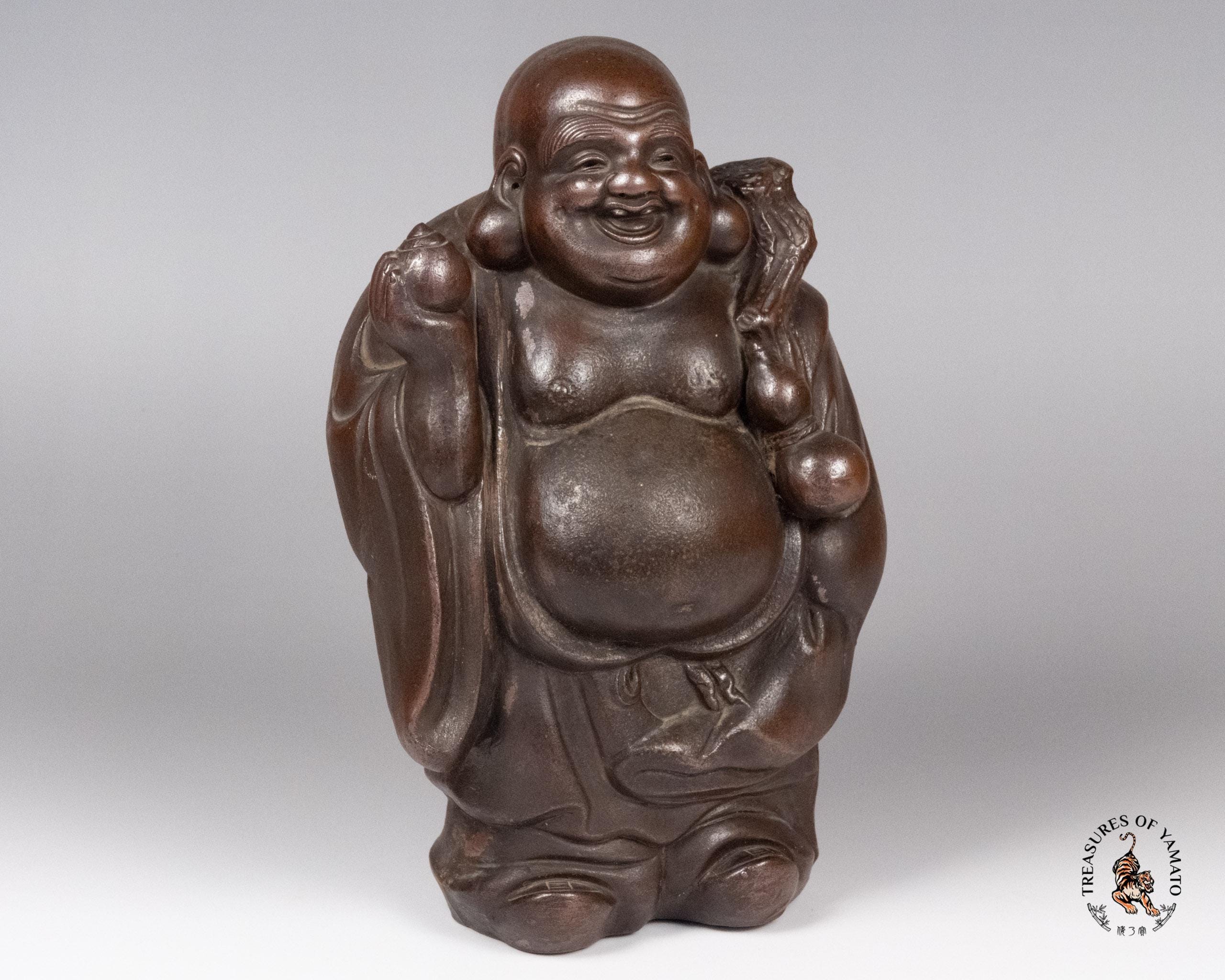 陶器製 笑顔の福の神 市松人形 約30cm