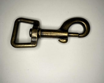 Heavy Duty Antique Brass Trigger Snap Hook: Dog Lead Clip (67mm Long)