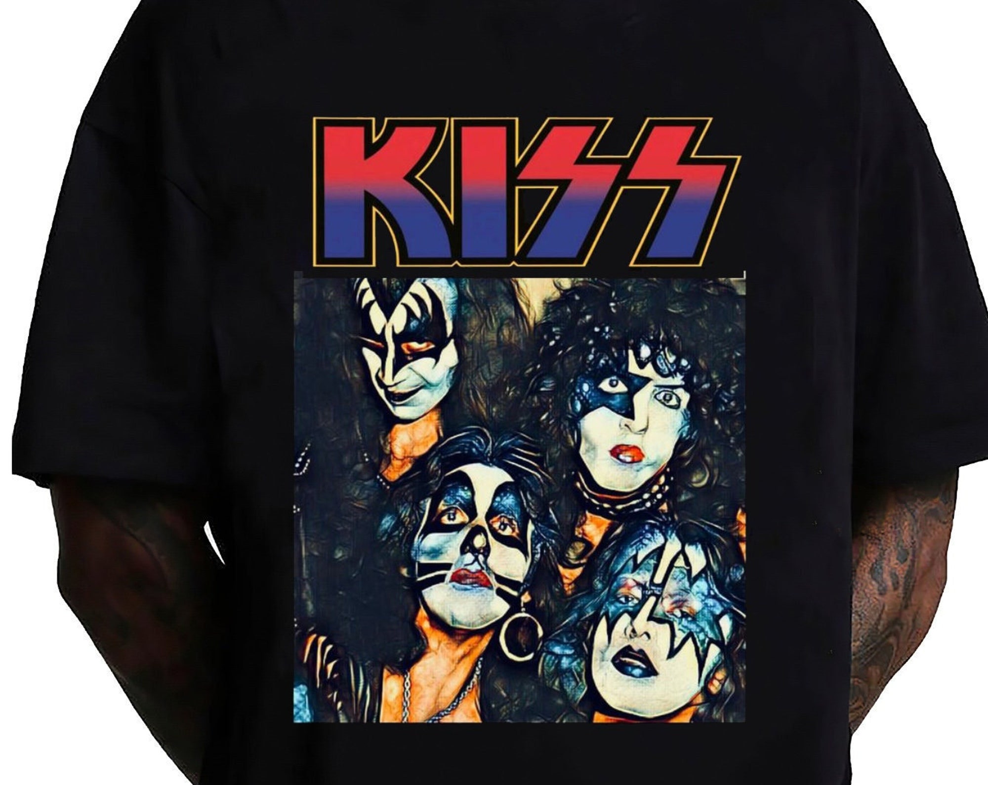 Discover Vintage Graphic Kiss Band Rock Heavy Metal Gene Simmons T-Shirt, Kiss Band Unisex Tshirt, Rock Music Tshirt, Rock Lover Shirt