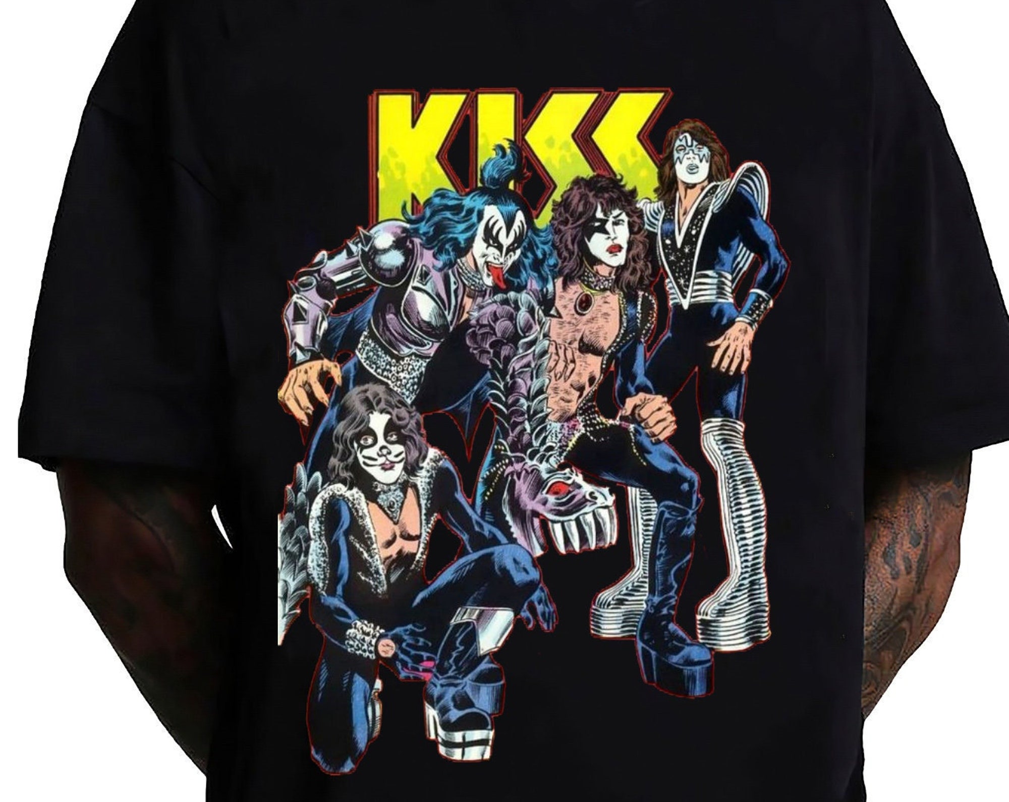 KlSS Band T-Shirt, Vintage 1977 KlSS Band World Tour T-Shirt KlSS Band T-Shirt, Vintage 1977 KlSS Band World Tour T-Shirt