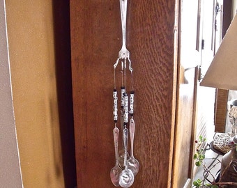 SaLe--WIND CHIME from REcycled,REpurposed,Upcycled SiLverware-"Tea Time"-7 kinds of teas named-Great gift for TEA lovers-Free Gift wrap Too!