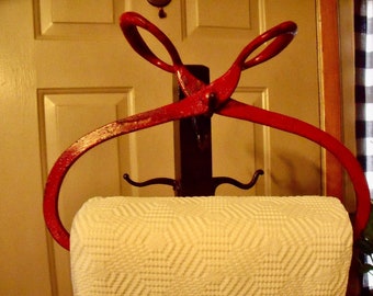 SALE--ICE ToNGS Paper ToWEL HoLder- ReD--Heavy Duty--Gifford Wood Co.  Hudson, N.Y.--+--FREE Bounty Essentials Paper Towels-- easy to change