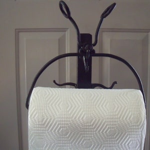 SALE--ICE ToNGS PaPER ToWEL HoLDER--ReCYCLED Heavy Duty, Black iron Tongs--easy hang/change roll +  FREE roll Bounty Essentials Paper Towels