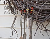 WINDCHIMES quot FIREMEN Are GreaT quot Wind Chimes from REcYcLeD, REpurposed anTiQue SILVERWARE with yellow and black glass beads 4 Firemen Beads