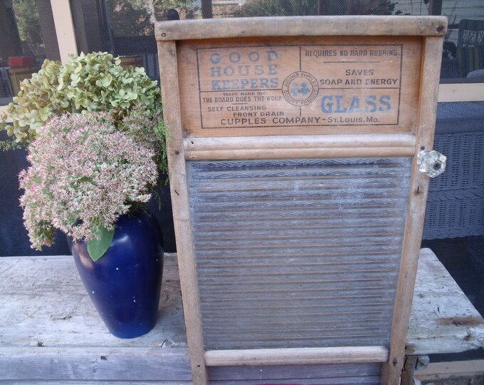 Antique Primitive Large Glass WASHBOARD Recycled Into a WALL