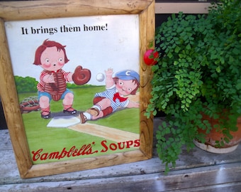 SALE--WaLL CABINET tin sign  &quot;It Brings Them Home!--Campbell&#39;s Soups&quot;--wonderful spice cabinet cupboard--Great Gift idea---UgoT2C !!