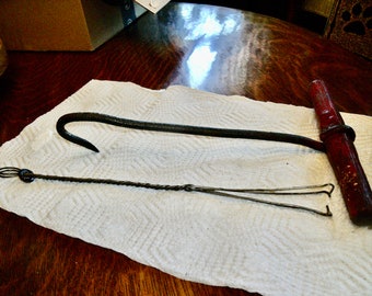 Vintage HAY HOOK With Red Wooden Handle + MYSTERY Item, 14