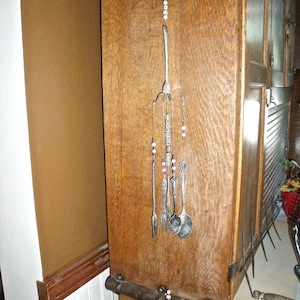 SALE--SILVERWARE Wind CHiMES-old BaBy silverware-PERSONALiZED ?  w/ birth date,name,Baptism date,colors of beads & reg. or baby silverware