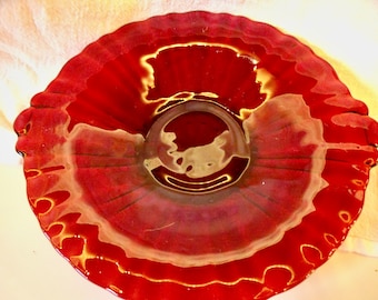 vinTage RED GLASS  8&quot; Serving Plate--BeauTifuL design