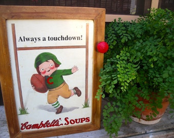 VENDITA--Cartello in metallo WaLL CABINET "Always A Touchdown!--Campbell's Soups"--meraviglioso armadietto delle spezie--aWeSoMe and CuTe---16" x 12" x 5"