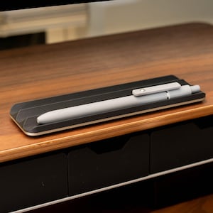 3 Pen Tray with Accent | Modern Desk Organizer Accessories | Minimal Pen and Pencil Holder | Multiple Colors